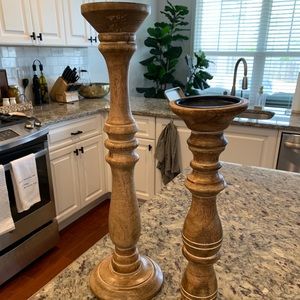 Natural wood time candle sticks